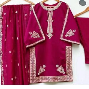 3 PC SHIRT DUPTTA  & TROUSER STUFF KHADDI  ( SHIRT LENGTH 39 inch